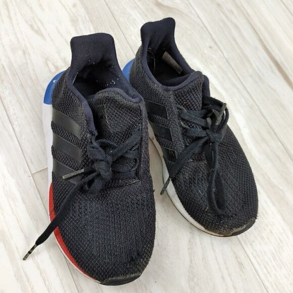 ADIDAS BLACK RED BLUE WHITE BOYS SIZE 12K ATHLETIC TENNIS RUNNING SHOE SNEAKER - Picture 1 of 6